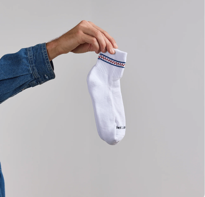 Del Campo Socks - Blue / Red Checkered Stripe
