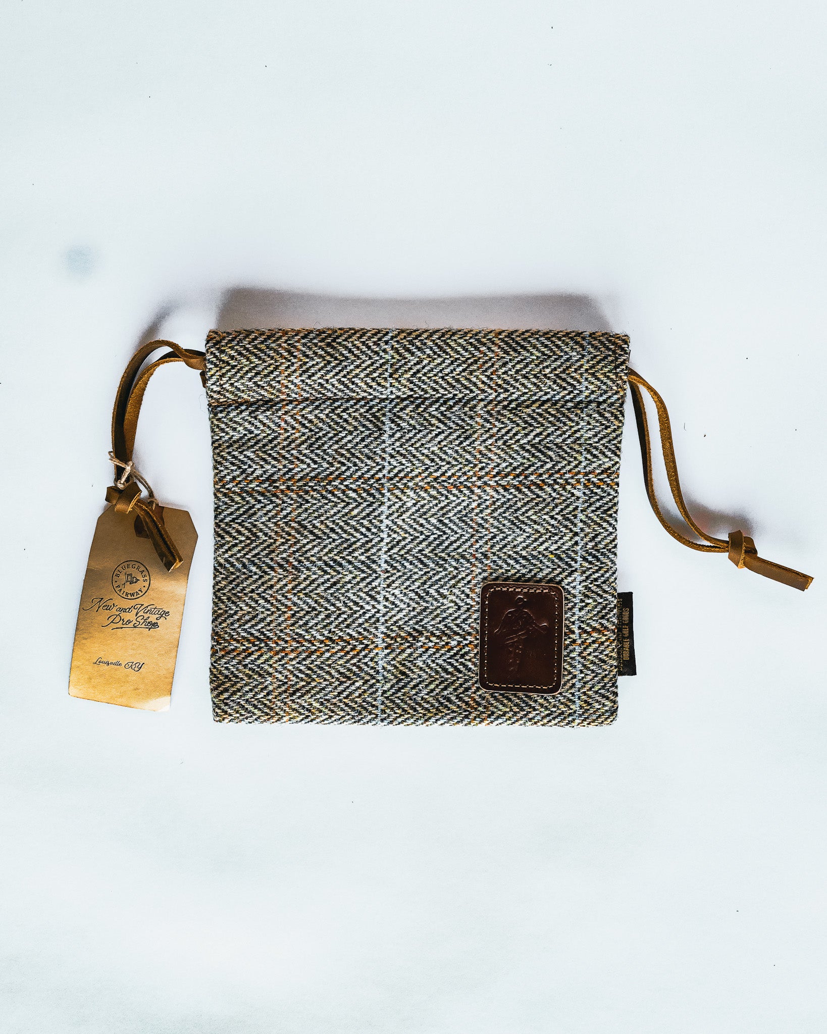 Bluegrass Fairway - Harris Tweed Drawstring Valuables Pouch
