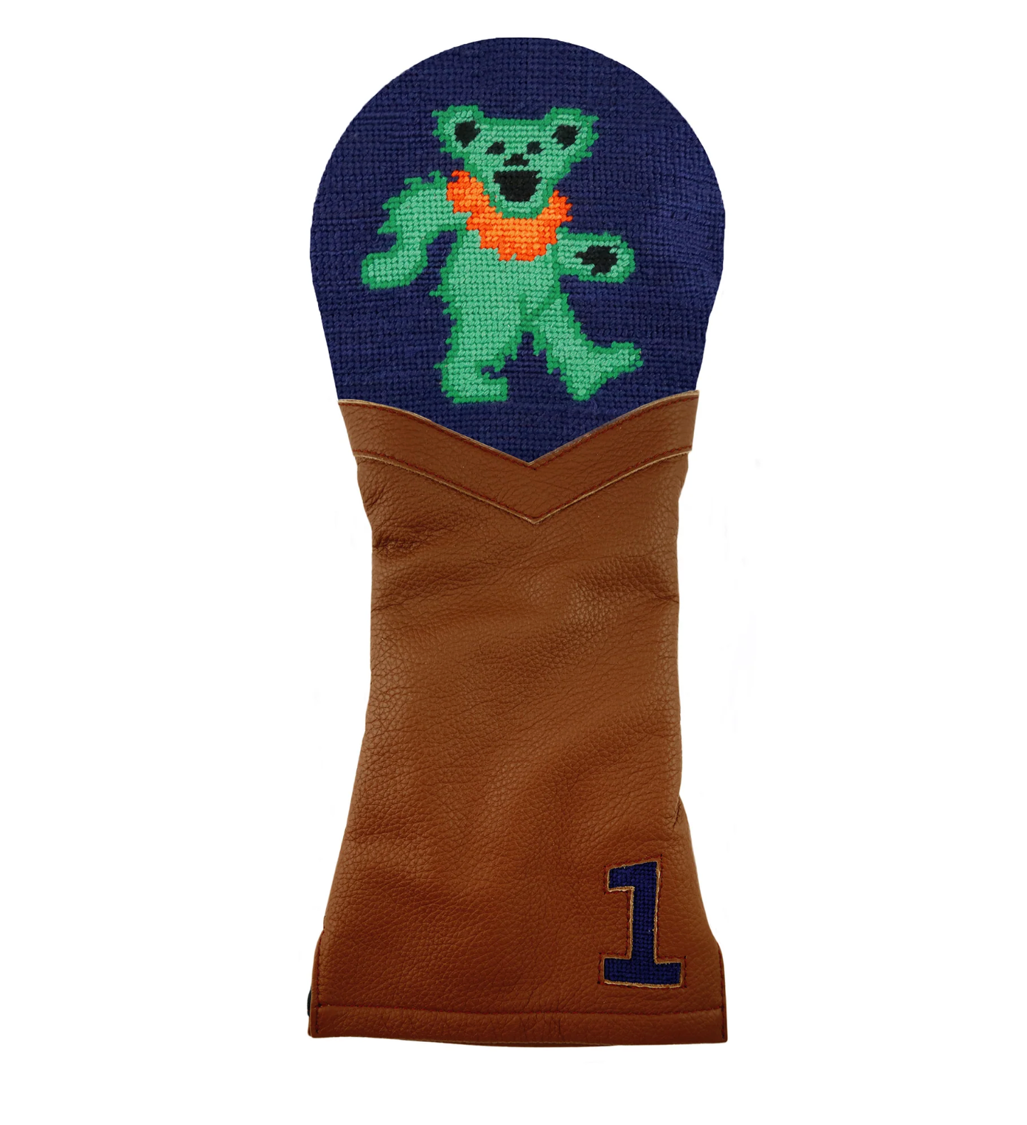 Smathers & Branson - Dancing Bear Driver Headcover (Dark Navy) (Chestnut Leather)